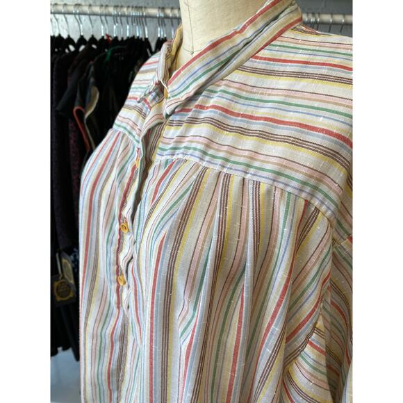 1970s pinstriped cotton tunic by jones size large hippie boho candy striped 38 - Picture 6 of 8